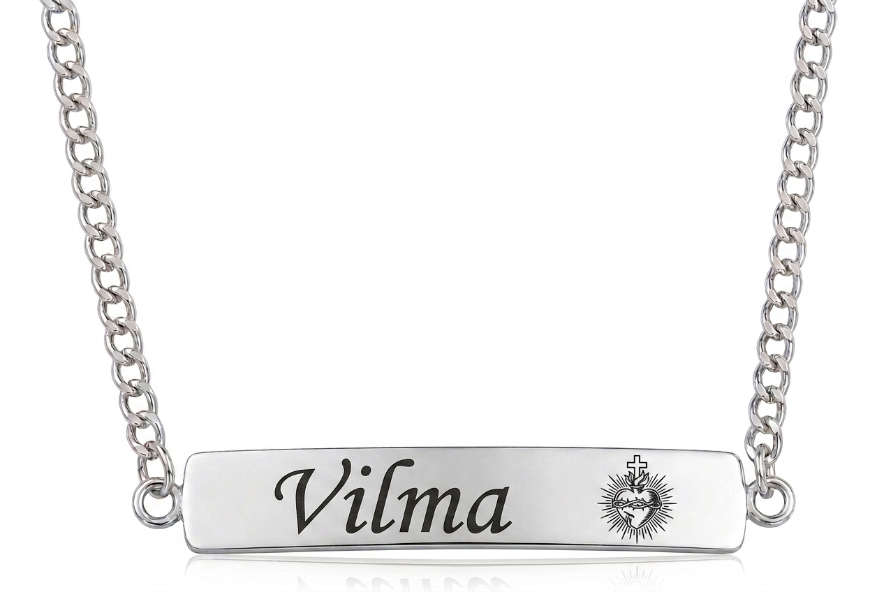 Cadenita de plata con nombre y cruz