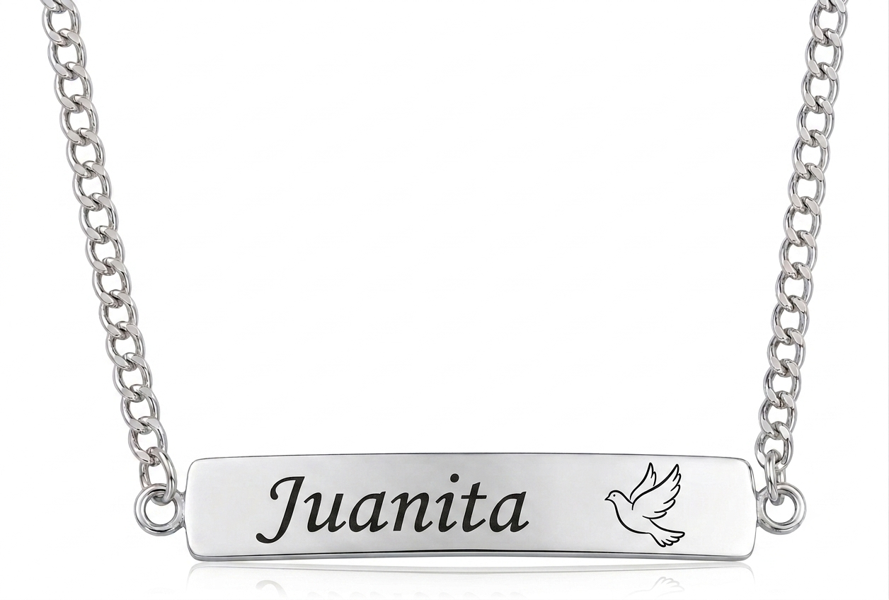 Cadenita de plata con nombre y espíritu santo